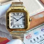 Knockoff Cartier Santos de Quartz Watches 39mm Yellow Gold Roman